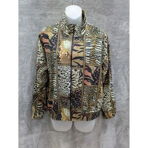 Vintage Silk Bomber Jacket Mixed Animal Print Small Petite‎ Mob Wife Glamoratti